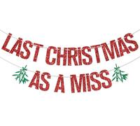 Bannière « Last Christmas as A Miss » - Décorations de fête prénuptiale de Noël, neige amoureuse, gui sur le thème de Noël, fiançailles, enterrement de vie de jeune fille, décorations de fête de