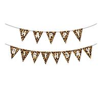 Bannière léopard « Happy Birthday » - Imprimé guépard - Bannière léopard - Décoration de fête d'anniversaire sauvage - Fournitures de fête safari