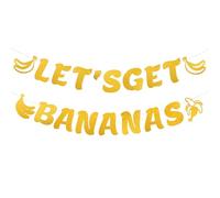 Bannière Let's Get Bananas Paillettes Dorées, Bannière de Fête Banane Pré-Enfilée Thème Fruits Guirlande d'Anniversaire pour Twotti Frutti Baby Shower Décorations de Fête d'Été