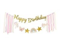 Bannière licorne « Happy Birthday » - Décoration de fond pour fête d'enfants