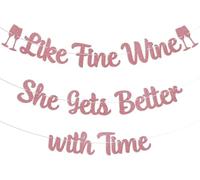 Bannière Like Fine Wine She Gets Better with Time - Girls Just Wanna Have Fun - Bannière « Happy 30th 40th » / 50 / 60 ans - Fournitures de fête d'anniversaire pour filles et femmes - Paillettes or