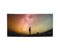 Bannière « Looking Up Into the Night Sky », bannière extérieure/intérieure, décoration pour anniversaire, fête, mariage, festival, Halloween