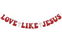 Bannière « Love Like Jesus » - Bannière « Happy Valentine's Day », décoration de fête prénuptiale rétro chrétienne pour la Saint-Valentin,