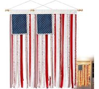 Bannière lumineuse de drapeau américain rétro de 1,2 x 7,9 m, fanions rustiques pour le jour de l'indépendance des États-Unis, patriotique bohème en dentelle pour extérieur, jardin, cour, décoration
