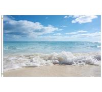 Bannière Magnifique plage tropicale avec ciel bleu et nuages blancs, bord | de mer, été Flag Anniversaires 3x5 FT RéSistant Aux IntempéRie Grande Drapeau Couleur Vive Bannière personnalisée