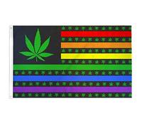 Bannière Marijuana Usa Rainbow Pride Double Face Flag Couture Double Face Drapeau Pirate Pour Célébrations Jardin Patio 3X5Ft