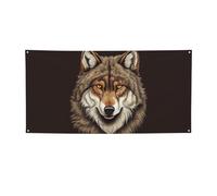 Bannière marron tête de loup pour décoration de fête, anniversaire, photographie, arrière-plan, bannières et panneaux, décoration murale, bannière, fournitures de fête, 180 x 119 cm, petite taille