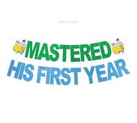 Bannière « Mastered His First Year » - NO-DIY - Décorations de fête d'anniversaire sur le thème du golf - Fournitures de fête d'anniversaire pour 1er anniversaire