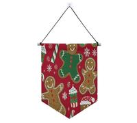 Bannière « Merry Christmas » en pain d'épices à suspendre avec tige télescopique pour bureau, école, salle de classe, dortoir, maison suministros para fiesta de a?o nuevo