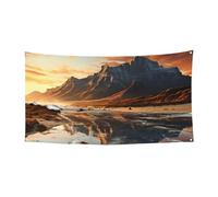 Bannière Montagne au lever du soleil - Décoration de fête d'anniversaire - Photographie - Décoration murale d'intérieur et d'extérieur - Fournitures de fête - 177,8 x 88,9 cm