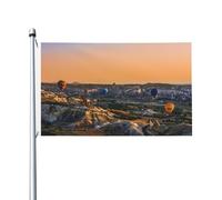 Bannière Montgolfières Au Crépuscule Couture Double Face Drapeau Œillets En Laiton Dans Garden Flag Pour L'Extérieur Decor Célébrations 3X5Ft