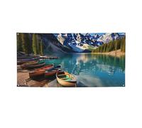 Bannière Moraine Lake Canoës Bannière Décor de Fête Anniversaire Photographie Fond Bannières et Signes Décoration Murale Bannière Fournitures de Fête Favors 180 x 119 cm Petit