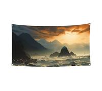 Bannière « Mountains Meet the Sea » - Décoration de fête d'anniversaire - Photographie - Décoration intérieure ou extérieure - Fournitures de fête - 177,8 x 88,9 cm