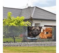 Bannière murale à suspendre avec un chien endormi avec un ours - 89 x 180 cm - Pour intérieur et extérieur - Nouvel An, remise de diplôme, mariage, fête d'anniversaire