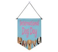 Bannière murale à suspendre pour la journée internationale du chien avec des chiens avec tiges télescopiques, décoration extérieure pour porte, murs, fenêtres, jardins, cour