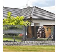 Bannière murale avec corde de suspension - 89 x 180 cm - Motif chouette debout sur l'arbre - Pour intérieur ou extérieur - Nouvel An - Pour fête d'anniversaire ou de mariage