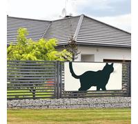 Bannière murale avec corde de suspension « Happy Walking Cat » - 89 x 180 cm - Pour intérieur ou extérieur - Nouvel An, remise de diplôme, mariage, fête d'anniversaire