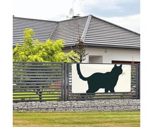 Bannière murale avec corde de suspension « Happy Walking Cat » - 89 x 180 cm - Pour intérieur ou extérieur - Nouvel An, remise de diplôme, mariage, fête d'anniversaire