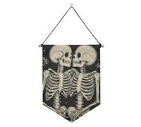 Bannière murale bohème squelette avec tige télescopique pour porte, mur, fenêtre, jardin, cour