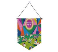 Bannière murale colorée Happy Dogs sur la journée internationale du chien avec tige télescopique, décorations de cour pour intérieur et extérieur