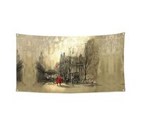 Bannière murale « Couple In Love Walking Party » - Décoration de fête - Fête des Saints - Halloween - Bannière de porte