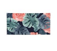 Bannière murale créative à suspendre - Motif aquarelle Monstera - Grande bannière de fête - Poster de fête pour Nouvel An, remise de diplôme, mariage, fête d'anniversaire, photographie - Taille M
