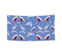 Bannière murale de fête avec requin à la recherche de nourriture - 180 x 90 cm - Toussaint - Halloween