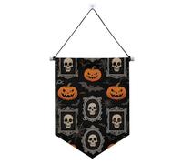 Bannière murale d'Halloween avec tige télescopique et tête de mort citrouille orange et décorations pour festival et jour spécial