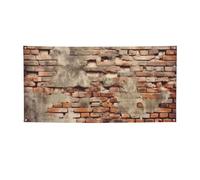 Bannière murale en brique usée ancienne pour extérieur et intérieur - Bannière personnalisée avec œillets - Toile de fond pour anniversaire, arrière-plan photo pour mariage, événement - Taille M