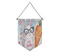 Bannière murale Hello with Puppy and Flowers avec barre télescopique pour décoration de fête en plein air pour porte, mur, fenêtre, jardin, cour