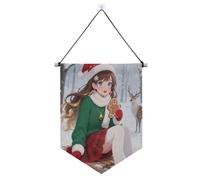 Bannière murale Merry Christmas Lovely Beauty pour mur avec tige télescopique, bannières murales pour décoration de cour extérieure pour intérieur et extérieur, fête suministros para fiesta de a?o