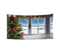 Bannière murale pour fête Motif sapin de Noël Décoration de fête Toussaint Halloween Banderole de porte