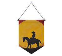 Bannière murale Western Cowgirl Coucher de soleil avec tige télescopique pour décoration de cour en plein air pour festival et jour spécial