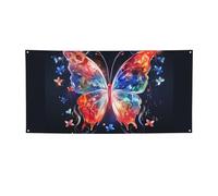 Bannière Musica Papillon Décoration de fête Drapeau Fête d'anniversaire Photographie Fond Bannières et Signes Décoration Murale Bannière Party Supplies Favors 61 x 119 cm