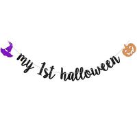 Bannière « My 1st Halloween » The Spooky One - Décoration de fête d'anniversaire - Noir pailleté