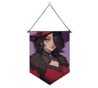 Bannière mystère rouge Lady Anime pour mur avec tige télescopique fanions bannière drapeaux décoration extérieure pour intérieur et extérieur fête