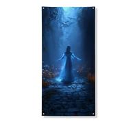 Bannière mystique effrayante pour porte, sorcière enchantée, décoration d'Halloween, décoration festive intérieure ou extérieure, 91,4 x 183 cm