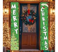 Banniere Noel Vert Décorations Exterieur, Décoration La Porte Noël, Banniere Noel Vert Decoration Joyeux Noel, Merry Christmas Décoration de Porte, Décoration Joyeux Noël pour Maison, Jardin