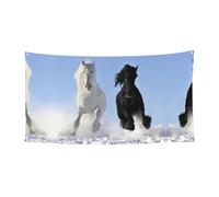 Bannière noire et blanche avec chevaux en cours d'exécution pour Halloween, Noël, décorations de fête, accessoires de studio, décoration de festival