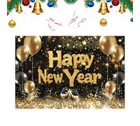 Bannière Nouvel An Impression Dorée à Ballons en 2D | Décoration Murale 99x150cm pour le Nouvel An 2026 Pour Photographie, Fête, Anniversaire, Accessoires Studio, Terrasse,