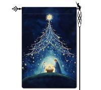 Bannière Ô Sainte Nuit la Nativité de la Nativité extérieur drapeaux fête | 30x45cm pelouse drapeaux personnalisés Drapeau De Jardin pour Chambre à Coucher Patio Balcon