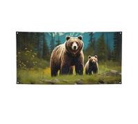 Bannière ours de rivière maman décoration de fête drapeau fête d'anniversaire photographie arrière-plan bannière décoration murale bannière fournitures de fête faveurs 180 x 119 cm taille M