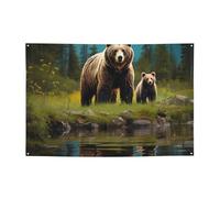 Bannière ours de rivière maman décoration de fête drapeau fête d'anniversaire photographie fond bannière décoration bannière bannière fête fournitures faveurs 180 x 119 cm