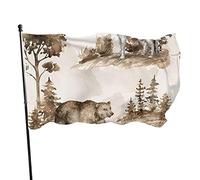 Bannière Ours Loup Des Bois Œillets En Laiton Dans Drapeau Couleur Vive Flag Pour Intérieur Bar L'Extérieur 90X150Cm