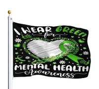 Bannière Papillon Je Porte Du Vert Pour La Sensibilisation À La Dépression 2 Œillets Drapeau Double Face Résistant À La Décoloration Drapeau/Bannière Personnalisé Pour Carnaval 90X150Cm