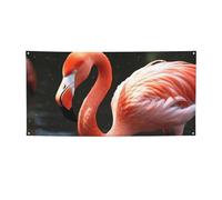 Bannière personnalisée avec œillets pour décoration de fête pour extérieur et intérieur - Motif flamant rose - Toile de fond pour anniversaire de mariage - Taille M