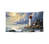 Bannière Phare de Mer Plage de Sable Décoration de Fête Anniversaire Photographie Fond Décorations Intérieur Extérieur Bannière Fournitures de Fête Favors 177,8 x 88,9 cm