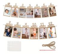 Bannière photo 1er anniversaire garçon décoration pour 1 à 12 mois bébé guirlande photo décoration d'anniversaire à suspendre pour filles garçons fête allemande papier kraft guirlande première