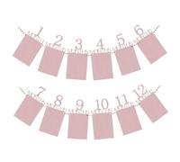 Bannière photo 1er anniversaire pour nouveau-né à 12 mois, 12 pochettes photo pour banquet du 100e jour et cérémonie de mariage, style 3 bannière 1er anniversaire