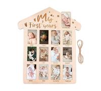 Bannière Photo Premier Anniversaire - Cadre Photo en Bois - Bannière Jalon Mensuel | Présentoir Photo Bébé de 1ère Année, Cadre Photo Nouveau-né